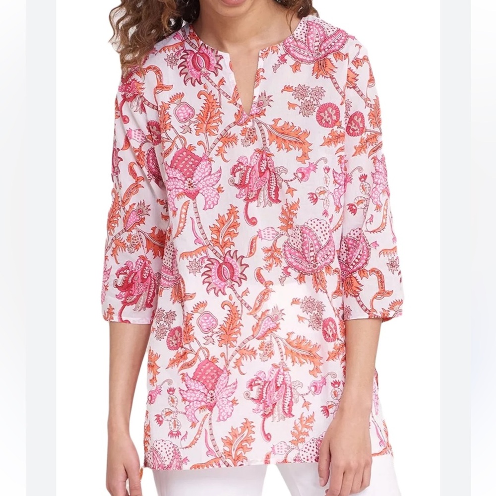 Roller Rabbit Amanda Block Print Tunic Top